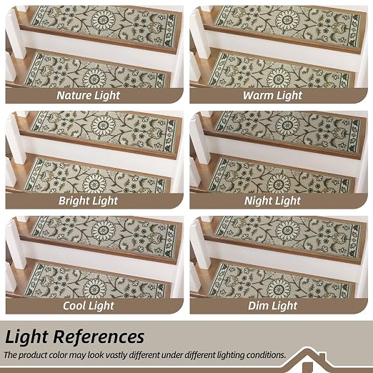 BEQHAUSE Stair Treads for Wooden Steps, 8"X30", 15pcs, Brown | Non-Slip Machine Washable Carpet Stair Treads, TPE Backing, 100% Polyester, Soft Indoor Stair Runner for Kids Elders and Pets