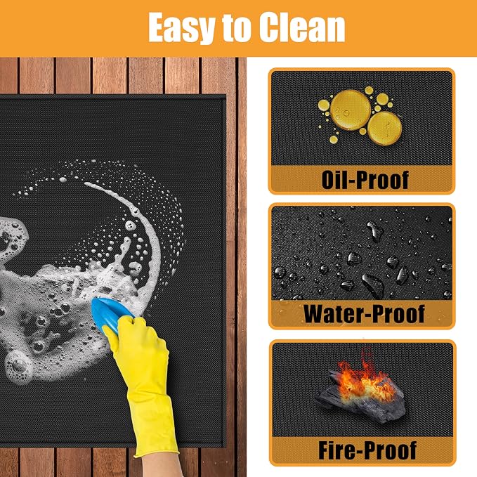 Heat Resistant Mats for Countertop fits Tabletop Grill, 36x30x0.04in, Black | 1022℉ Fireproof grill mat for countertop/table protection, fits gas/charcoal grills, pizza ovens, fits Blackstone & Ninja
