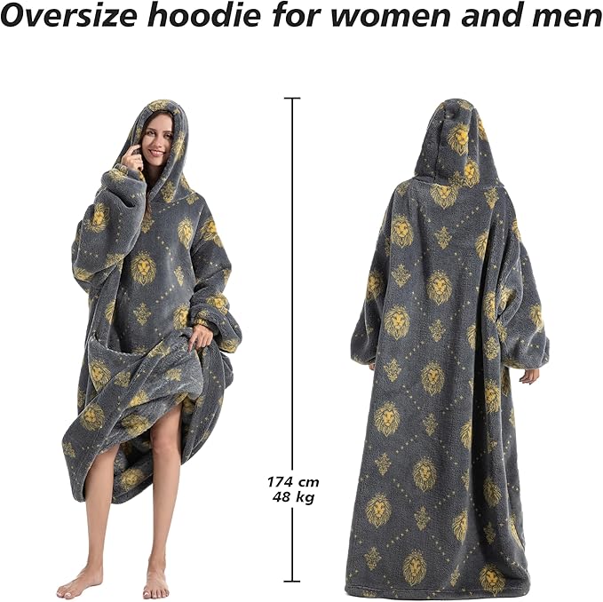 Blanket Hoodie, Long Hooded Blanket Sweatshirt as Birthday Gifts for Women Men, Long Wearable Blanket for Women Men.