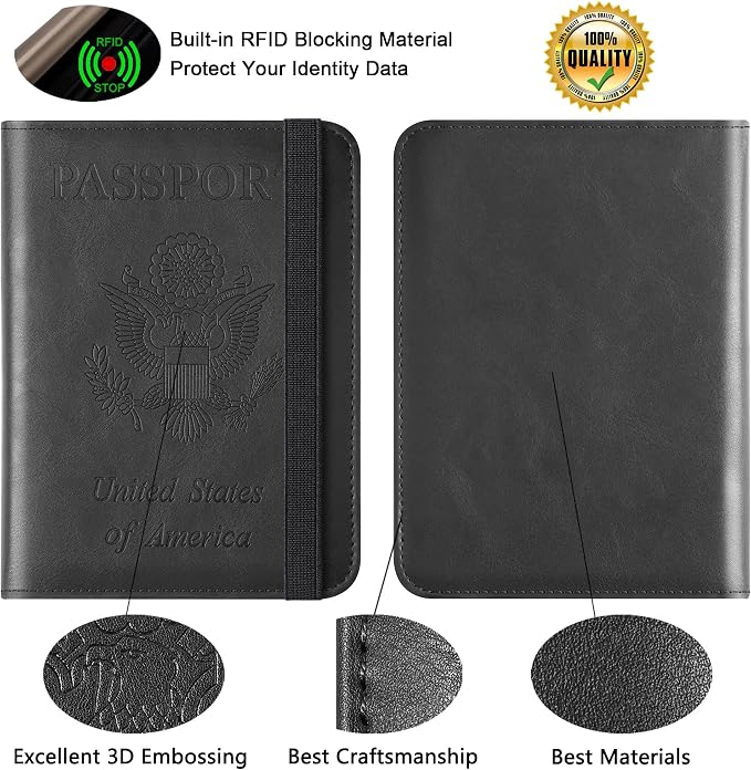 Passport Holder for Travel Essentials, RFID Passport Cover | Rfid Blocking Wallet, Synthetic Leather Case, Vacation Travel Accessories, For Women Men