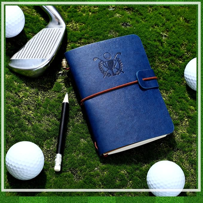 Yexiya Golf Scorecard Book with Pencil, Leather Golf Journal Scorecard Holder Accessories Notebook Log Pocket Score Cart Book Gift for Men Golfers, Sports and Outdoor Club Accessories