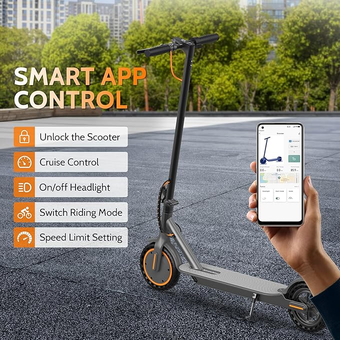 Electric Scooter for Adults, Folding E Scooter with 350W/500W Motor 16-24 Mph Top Speed, Max 15-60 Miles Long Range, 6.5''/8.5''/10''/14'' Solid Tires Commuting Scooters, Dual Brakes, APP