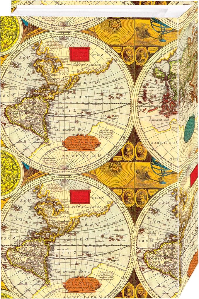 3-Ring Photo Album 504 Pockets Hold 4x6 Photos, Ancient World Map Design