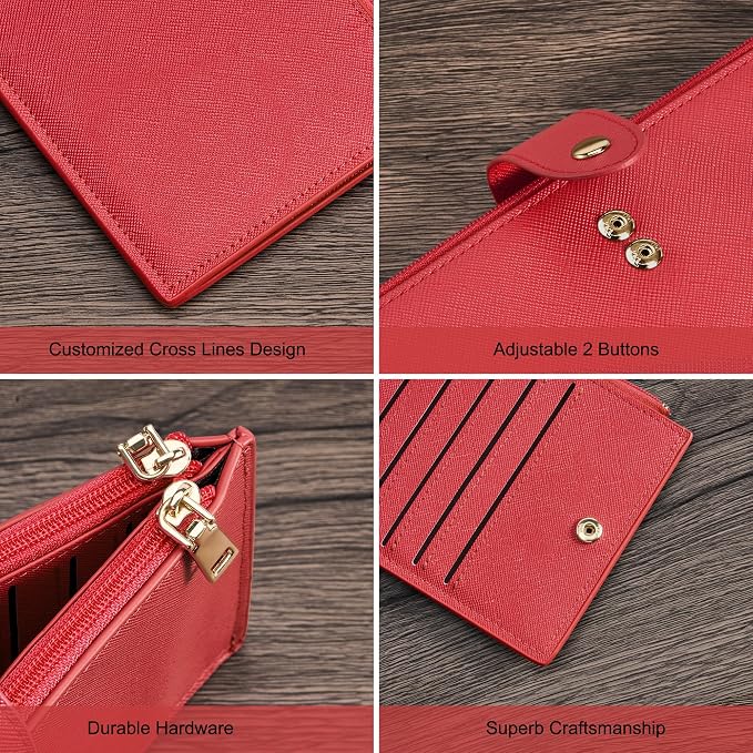 Travelambo RFID Wallet Women Large Size Bifold Multi Card Wallet Case with Zipper Pocke Credit Card Holder for Women