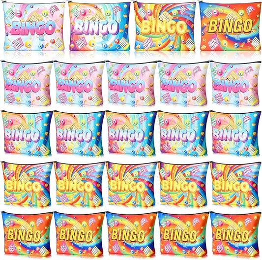 20 Pcs Bingo Gifts for Women Bingo Makeup Bags Dice Game Makeup Bags Casino Lover Gifts Travel Zipper Pouch Dice Game Present Birthday Present for Women Players