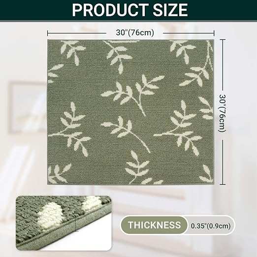 Non-Slip Landing Mat for Wooden Steps Indoor,Carpet Stair Treads | 30"x 30" Peel and Stick Soft Stair Rugs for Pets, Non Skid Wood Staircase Step Treads Reusable,Stair Protectors, Green