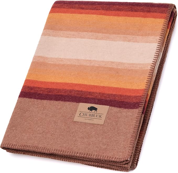 Chubbuck 100% Wool Blanket Camping (60" x 84") - Large Warm Blankets for Camping, Emergency, Outdoor Concerts and Home Use - Fire Retardant Blanket, Soft and Warm Blankets for Winter (Bronco)