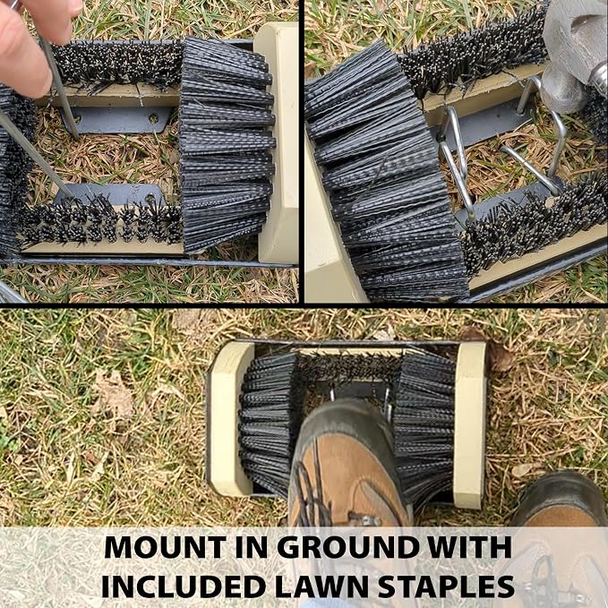 JobSite The Original Boot Scrubber - Includes Stakes for Grass Mounting - All Weather Industrial Shoe Cleaner & Scraper Brush