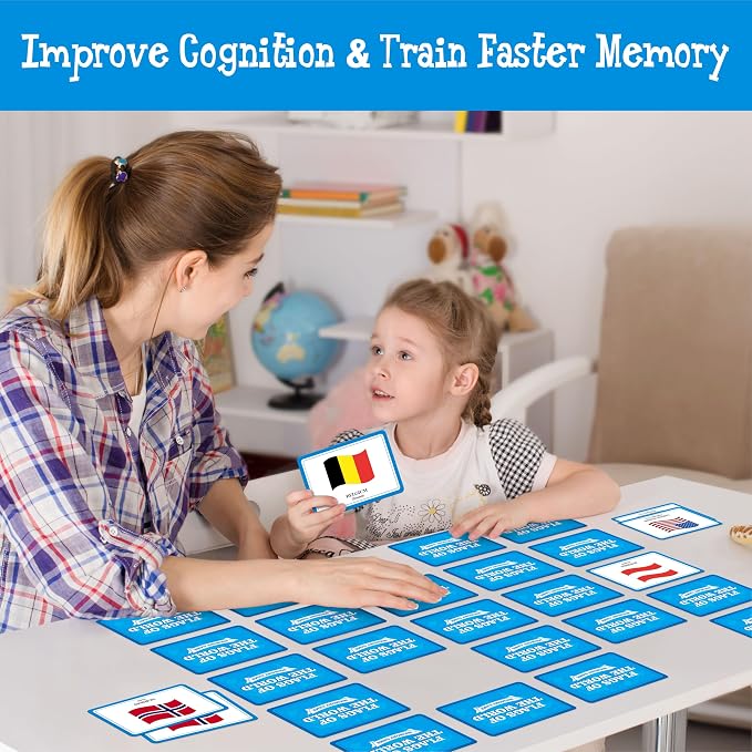 80 PCS Flags of The World Matching Game, A Fun & Fast Countries of The World Picture Memory Match Game, Educational Learning Toys Enhance Memory & Matching Skills for Kids Ages 3 and Up