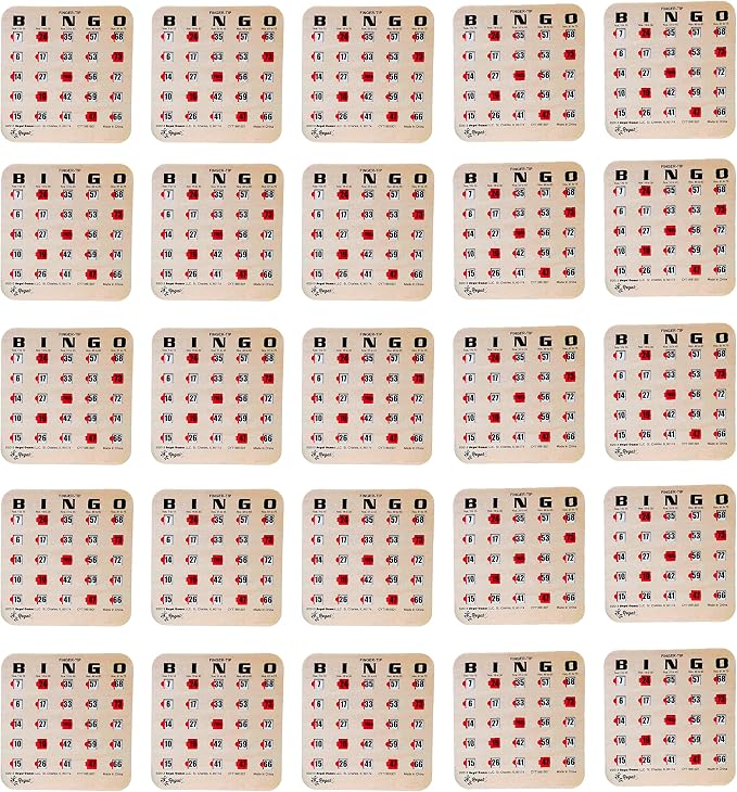 Regal Bingo Bulk Bingo Cards with Sliding Windows - Reusable Large Print Bingo Game Cards for Adults Large Group - 25 Pack, Woodgrain