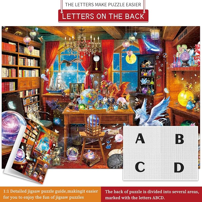 1000 Piece Puzzles for Adults,Magic Laboratory Jigsaw Puzzle 1000 Pieces for Adults Seniors,Challenging Family Games Holiday Party Gifts -1:1 Poster Interlock Perfectly Letter on Back