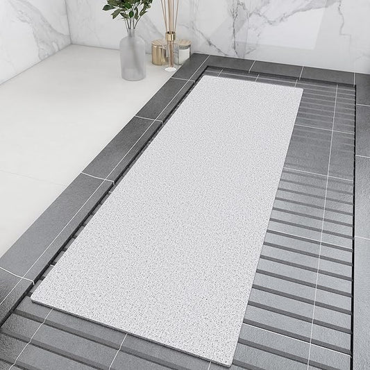 Bathtub Mat Non Slip, 47x17 Inch Shower Mats for Inside Shower, PVC Loofah Bathroom Mat Quick Dry with Drain Hole, Phthalate-Free Bath Mats for Shower Bathroom Tub and Wet Areas (White)