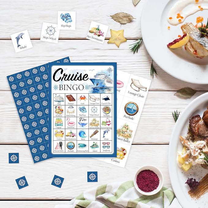 Cruise Bingo Game Cards, Cruise Ship Bingo Games for Adults, Cruise Vacation Bingo Cards Supplies, Birthday Party Decor Favors, Card Gifts for Friends Family Holiday, (Cruise)