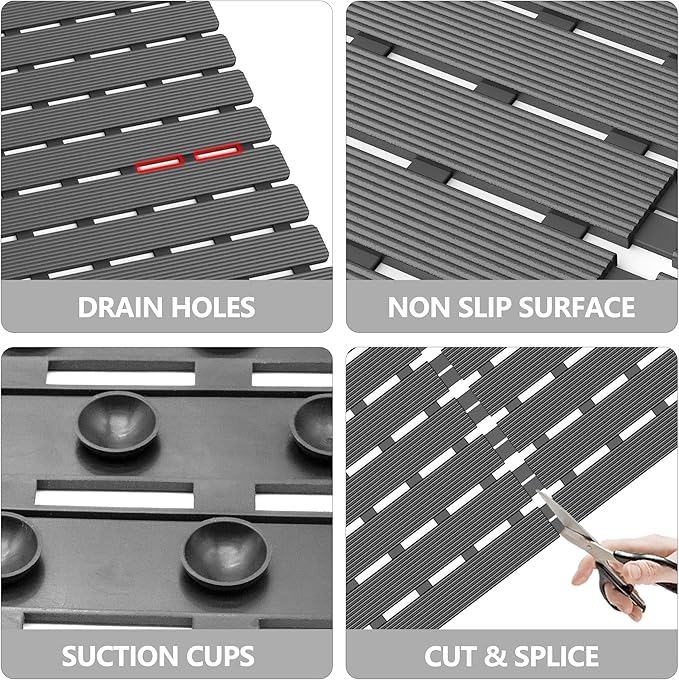 MBOSS Bathtub Mat Non Slip,Super Soft Bath Mat for Tub 24 X 24 Inch,Shower Mat with Suction Cups and Drain Holes,Non Slip Bathtub Mat for Elderly & Kids Bathroom