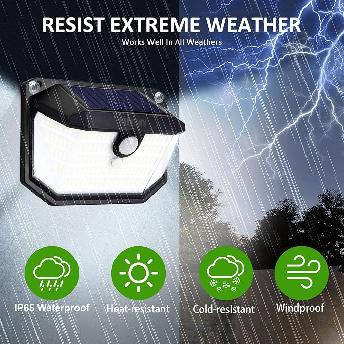 Solar Outdoor Lights, 230 LED with Motion Sensor and 3 Modes, IP65 Waterproof, 270° Wide Angle Light, Easy-to-Install Intelligent Security Wireless Wall Lights for Patio, Front Door(6 Pack)