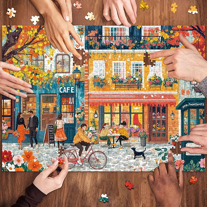 Puzzles for Adults 1000 Pieces, Romantic Street Scene Jigsaw Puzzle with 1:1 HD Poster, Perfect Interlocking No Dust, Stress Relief Ideal Gift for Family Games