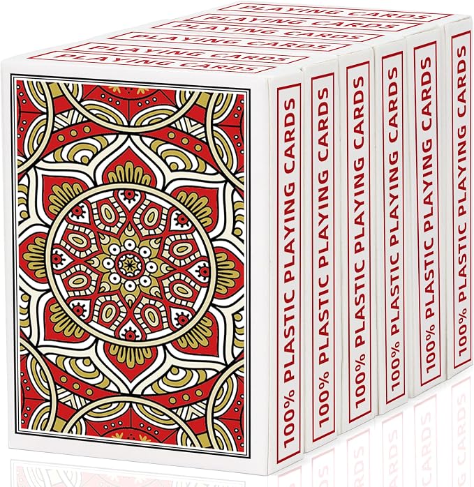 6 Pack Playing Cards Bulk,Plastic Playing Cards Waterproof Poker Size Cards, Jumbo Large Print for Adults and Seniors,6 Decks of Cards for Fun Card Games