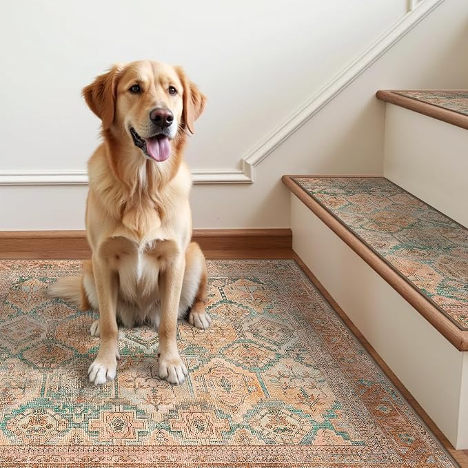 SARBEN 30"x30" Non Slip Stair Treads for Wooden Steps 1 Pack,Cedarwood Sage | Peel and Stick Carpet Stair Runner with TPE Adhesive Backing, Carpet for Added Safety, Pet and Senior Friendly
