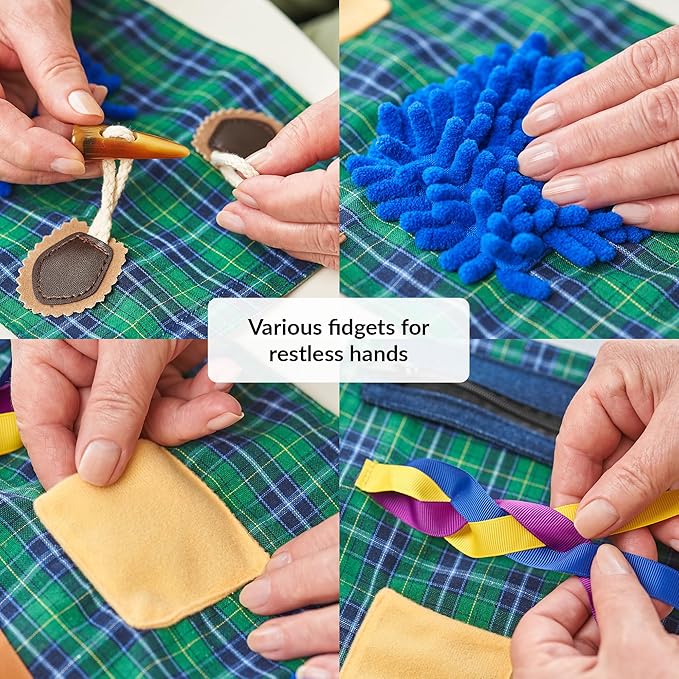Fidget Muff and Blanket for Elderly | Fidget Blanket for Dementia | Dementia Products for Elderly | Gift and Activities for Seniors with Alzheimer’s or Dementia | Sensory Fidget Toys (Beige)