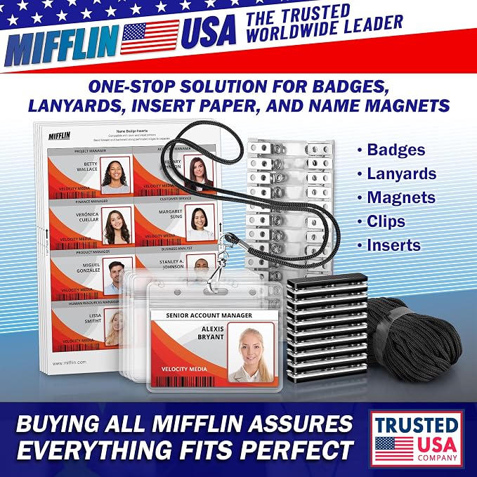 Mifflin-USA Passport & Card Holders (Clear, 4x6 inch, 100 Pack), Extra Large (XXL) ID Name Badge Holder, Waterproof Vertical Plastic Card Holders