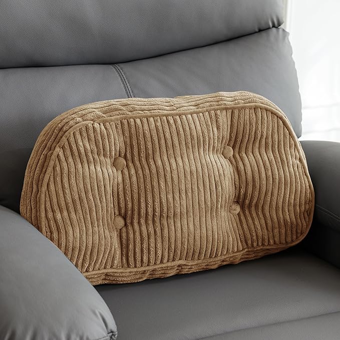 HIGOGOGO Lumbar Support Pillow for Recliner Chair/Accent Chair/Couch/Office Chair, Tufted Corduroy Back Support Cushion for Elderly, Recliner Cushions for Back Rest, Pain Relief, Reading, Coffee