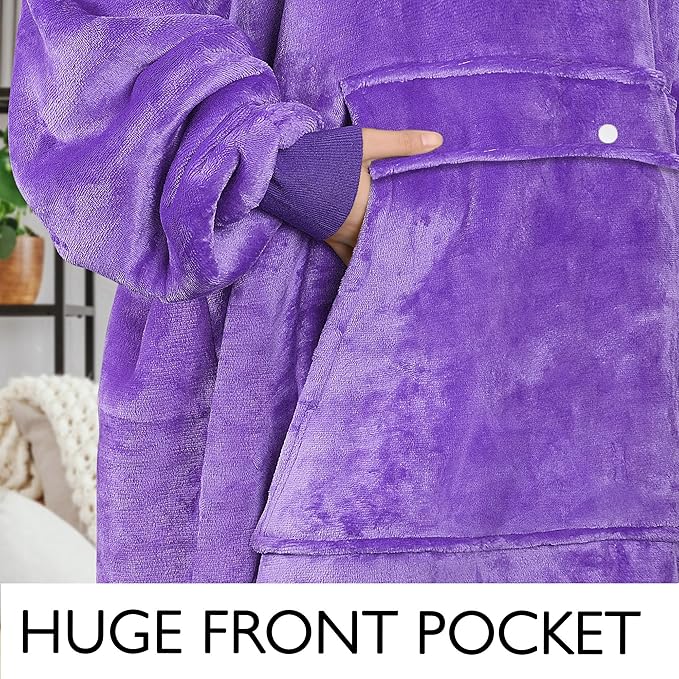 Catalonia Oversized Blanket Hoodie Sweatshirt, Wearable Sherpa Lounging Pullover for Adults Women Men