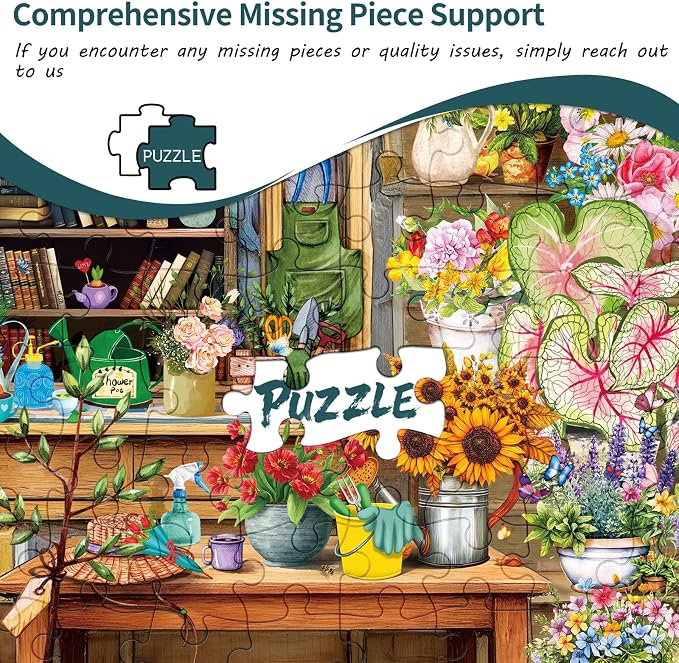 Flower Room Storage Puzzles for Adults 1000 Pieces | 1:1 HD Reference Poster，ABCD Letter Markings on Back,Matte Oil,High Bite Force