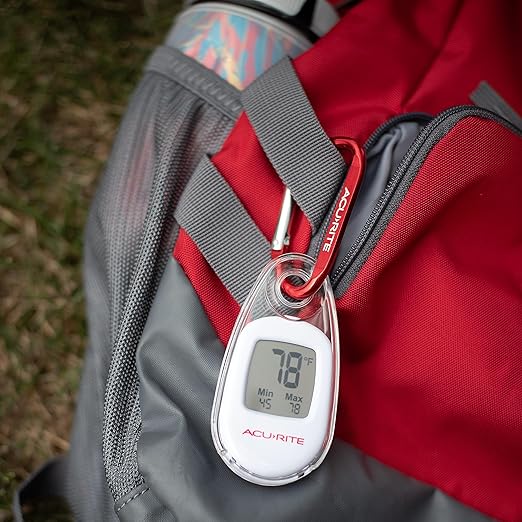 AcuRite Portable Digital Thermometer for Indoor or Outdoor Temperature with Carabiner Clip (00333)