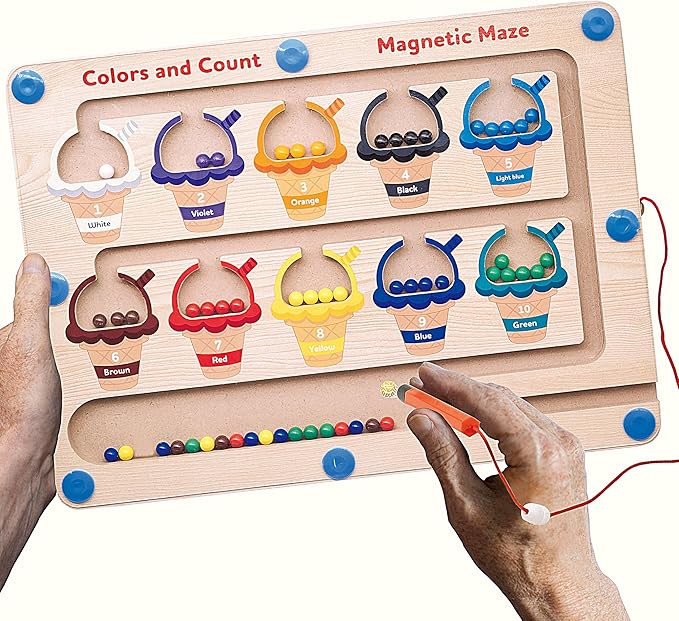 Memory Care Dementia Products for Elderly, Activities for Dementia Seniors, Magnetic Color & Number Matching Alzheimers Games for People With Parkinsons, Fidget Sensory Cognitive Gift Maze Board
