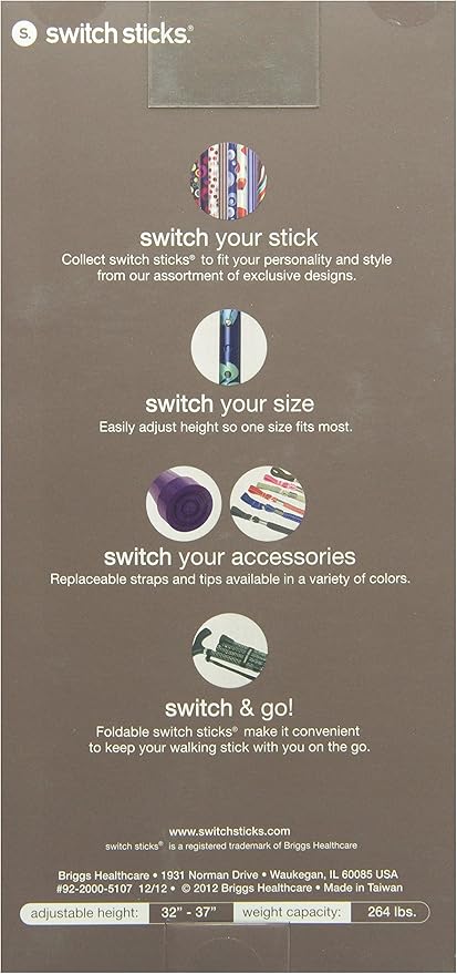Switch Sticks Walking Cane for Men or Women, Foldable and Adjustable from 32-37 Inches, FSA and HSA Eligible
