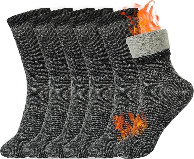 BomKinta Wool Hiking Socks Women - Merino Thick Warm Thermal Boot Socks - Winter Cozy Crew Sock Size 5-11