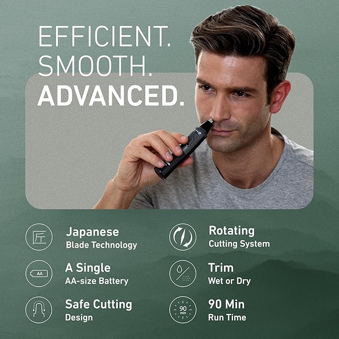 Panasonic Men’s Ear and Nose Hair Trimmer, Wet Dry Hypoallergenic Dual Edge Blade, Ear Hair Trimmer for Men - ER-GN30-H