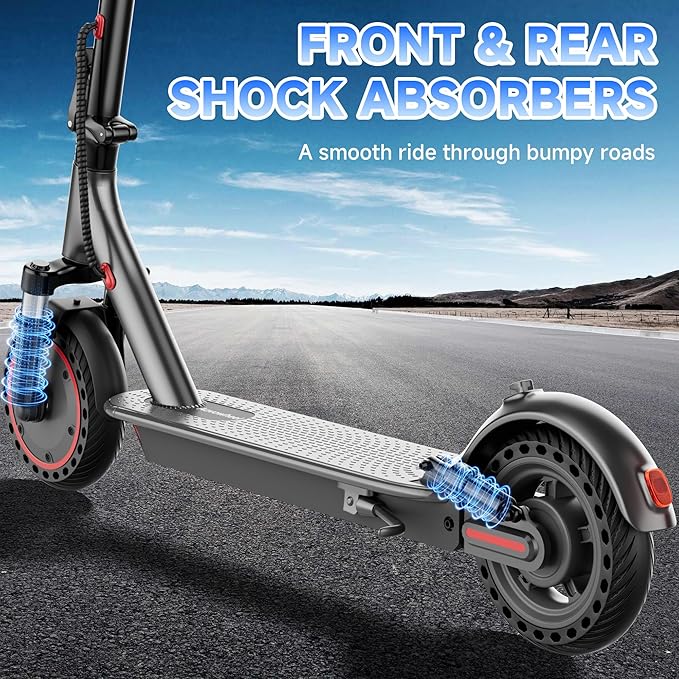 Electric Scooter for Adults, Folding E Scooter with 350W/500W Motor 16-24 Mph Top Speed, Max 15-60 Miles Long Range, 6.5''/8.5''/10''/14'' Solid Tires Commuting Scooters, Dual Brakes, APP