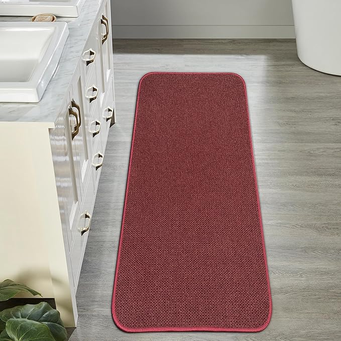 Christmas Bath Mat,Ultra Thin Bathroom Runner Rugs,Large Bath Mats for Bathroom,Quick Dry,Non-Slip,Machine Washable,Low Pile,Bath Rug,Shower Outside,Sink,Home Decor Accessories.Red,2'x5'（24x60inch）