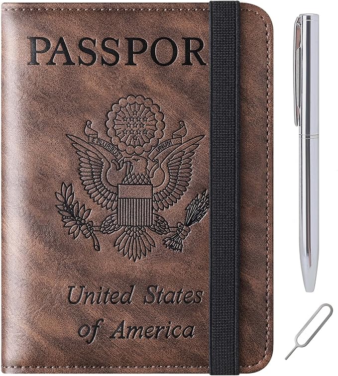 LOHASLIFE Passport Holder for Travel Essentials, Passport Cover Wallet | Leather Rfid Blocking Card Case, Travel Accessories, Vacation Luggage Must Haves, for Men Women