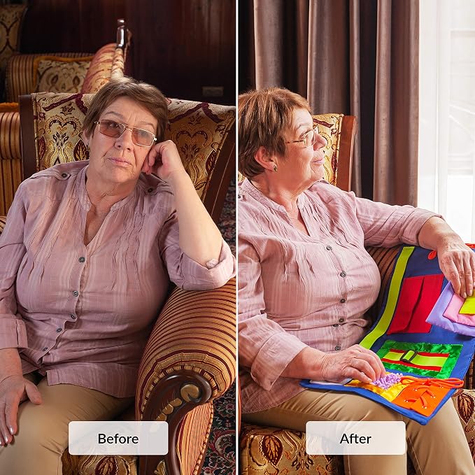 Fidget Blanket for Dementia | Calming & Comforting Activities for Adults with Dementia | Sensory Blanket | Dementia Products for Elderly | Helps Alzheimers, Dementia, Asperger’s, Autism, Anxiety