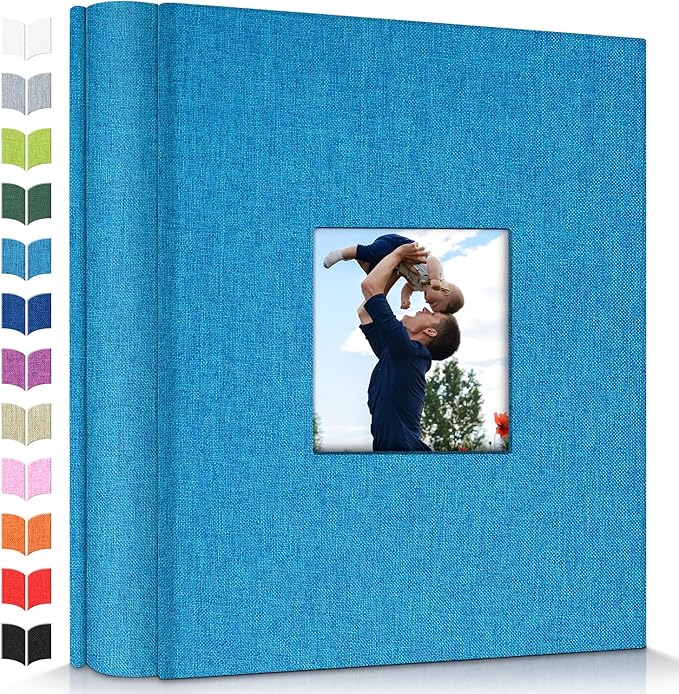 Artfeel Photo Album 4x6 with 600 Pockets,Slip-in Picture Albums,Linen Cover Memory Book with Front Window,White Page Vertical Photo Book for Wedding,Family,Anniversare,Baby,Vacation