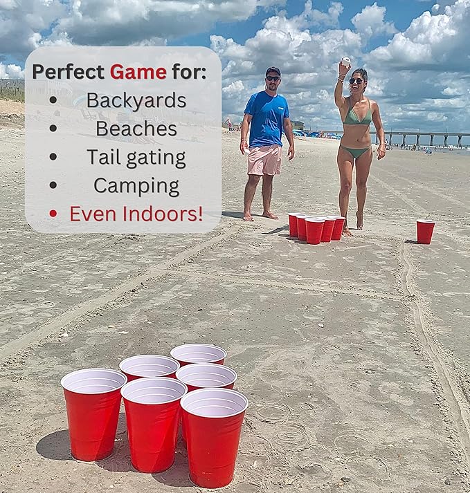 Giant Yard Pong Outdoor Games Yard Games Lawn, Beach, Camping, Tailgating or Backyard - Durable Giant Cups with Indoor/Outdoor Ball and Pump Included