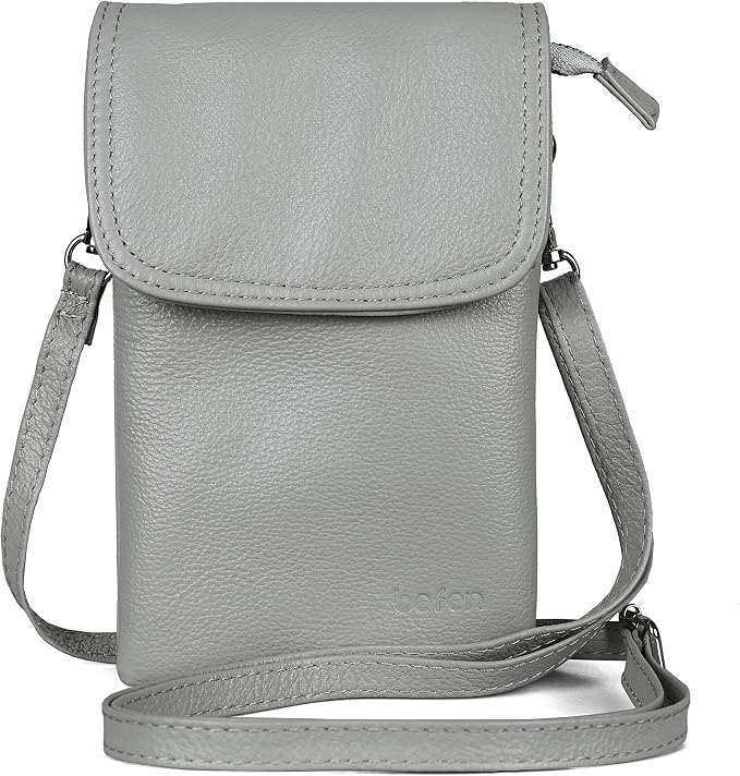 befen Genuine Leather Small Crossbody Bags for Women Cell Phone Travel Bag | Soft Real Leather, Adjustable Shoulder Strap, Card Slots, Compact Size, Daily Travel Shopping Outing Use, Phone Purse