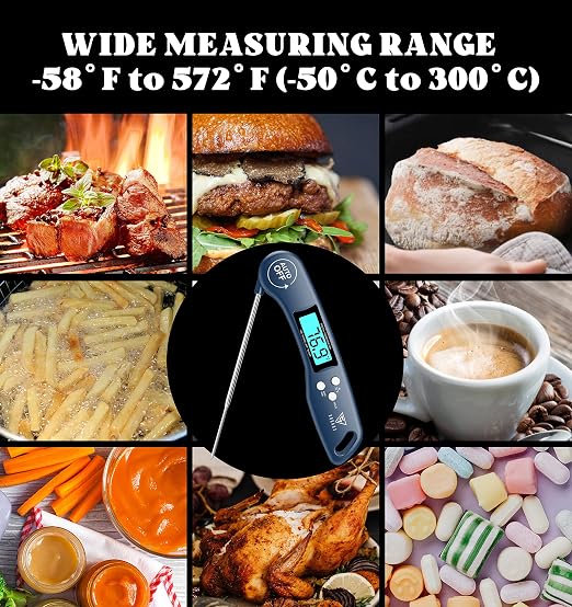 DOQAUS Meat Thermometer – Temperature Dial Thermometers for Cooking Backlight & Auto-Rotating Display, Kitchen Gadgets Essentials for BBQ Oven Grill Smoker Candy Blue