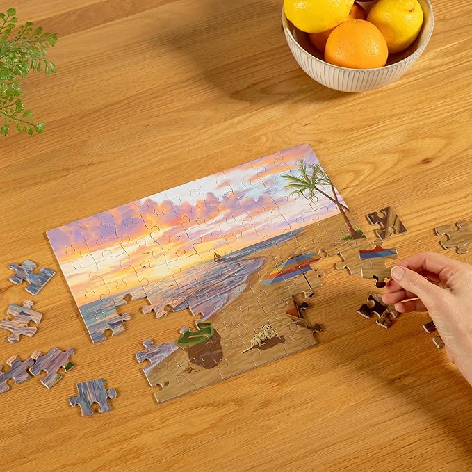 Large Piece Jigsaw Puzzle – Easy, Colorful Puzzle for Seniors, Dementia & Memory Activities, Elderly Gifts, 72 Pieces, Beach Day
