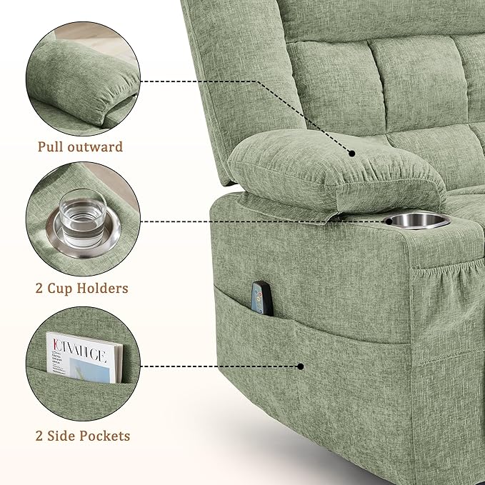 Korser Recliner Chair for Adults, Wall Hugger RV Recliner with Massage and Heating, Zero-Gravity Recliners, Electric Power Recliner Chair for Living Room, Bedroom, Home, Theater Seating (Turquoise)