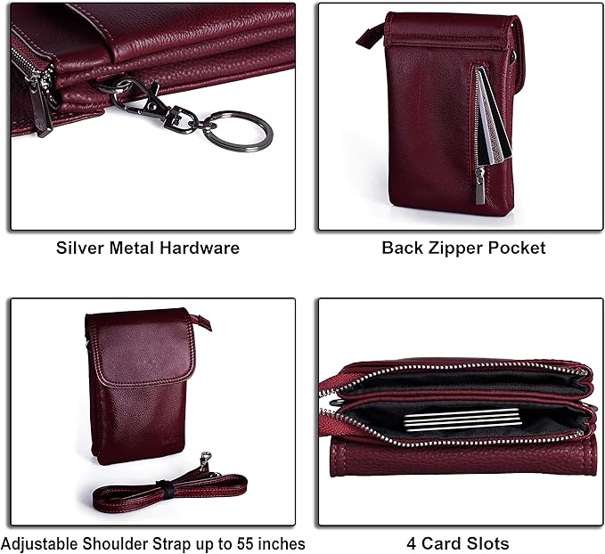 befen Genuine Leather Small Crossbody Bags for Women Cell Phone Travel Bag | Soft Real Leather, Adjustable Shoulder Strap, Card Slots, Compact Size, Daily Travel Shopping Outing Use, Phone Purse