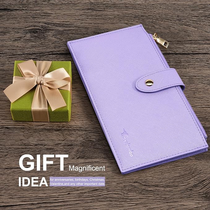 Travelambo RFID Wallet Women Large Size Bifold Multi Card Wallet Case with Zipper Pocke Credit Card Holder for Women