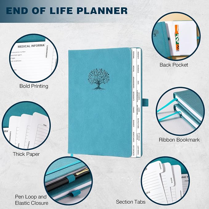 End of Life Planner - Estate Planning Organizer with Large Print | 8.5" x 6.4", Im Dead Now What Planner with Inner Pocket, Pen Loop