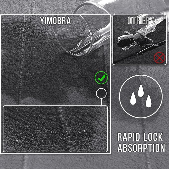 Yimobra Bathroom Runner 55"x24", Non Slip Memory Foam Bath Mat, Super Soft Water Absorbent Hallway Carpet, Machine Washable Rug for Vanity Tub Shower, Dark Gray