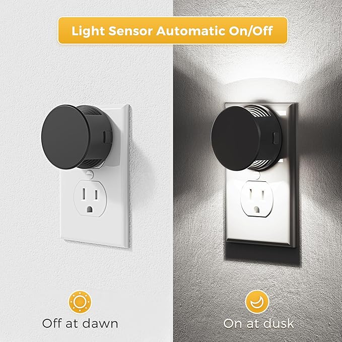 L LOHAS LED Night Lights Plug into Wall,[2-Pack] Plug in Night Light with Light Sensor,Brightness Adjustable,5000K Daylight White,Nightlight for Hallway Bedroom Bathroom