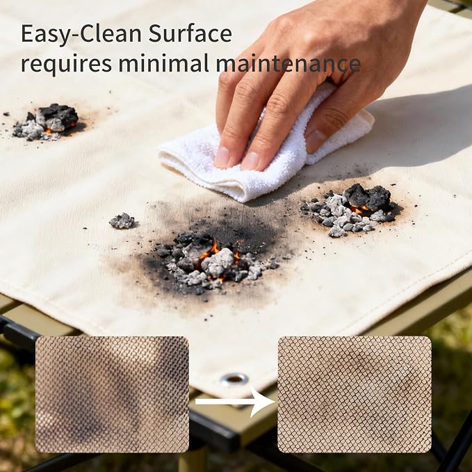 Fireproof Camping Blanket - Heat-Resistant Fiberglass Mat for Outdoor Cooking, BBQ & Emergency(Khaki 31.5" x 37.5")