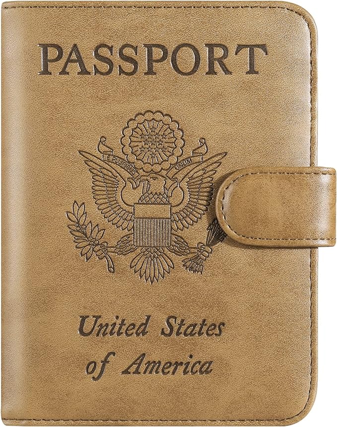 Passport Holder Cover Wallet RFID Blocking Leather Card Case Travel Accessories for Women Men (Brown)