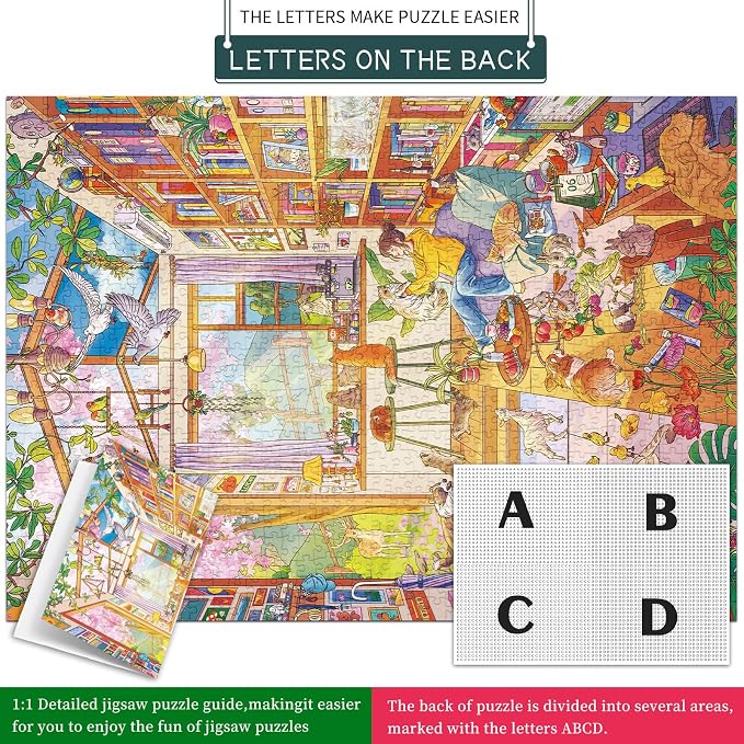 1000 Piece Jigsaw Puzzles for Adults,Sunny Greenhouse Puzzle with 1:1 HD Poster, Precise Interlocking, Letter Markings on Back, Dust-Free, Stress Relief & Ideal Family Game Gift